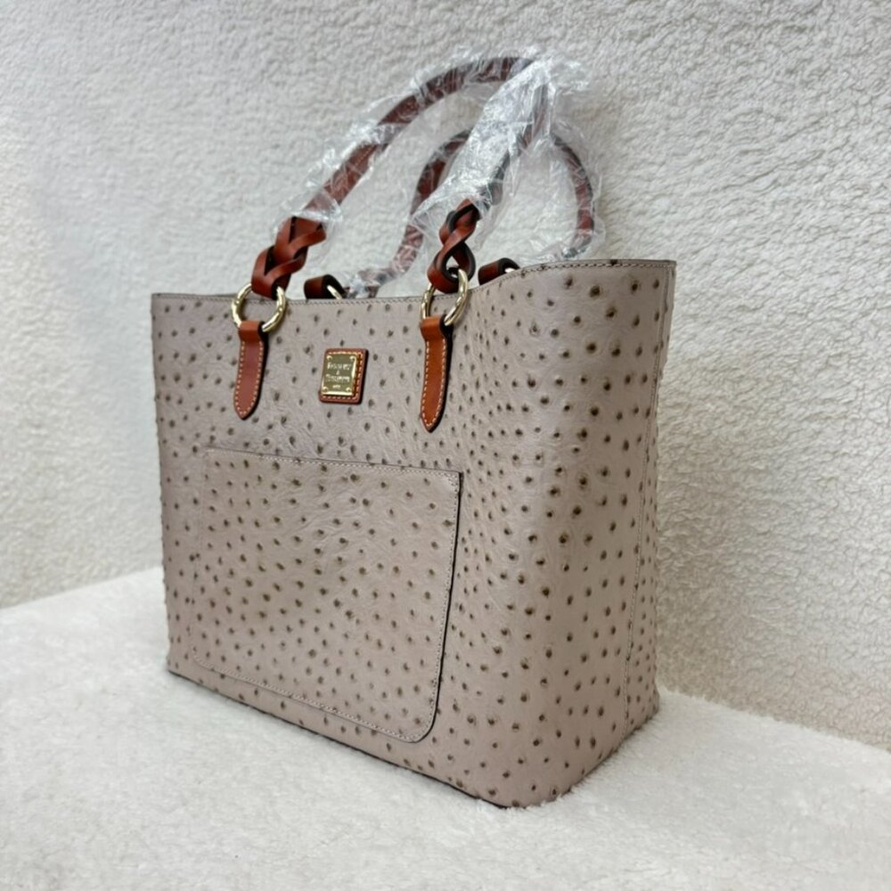 DOONEY & BOURKE - Tammy Tote Light Taupe Italian Leather Ostrich NEW $398 msrp - Picture 5 of 14